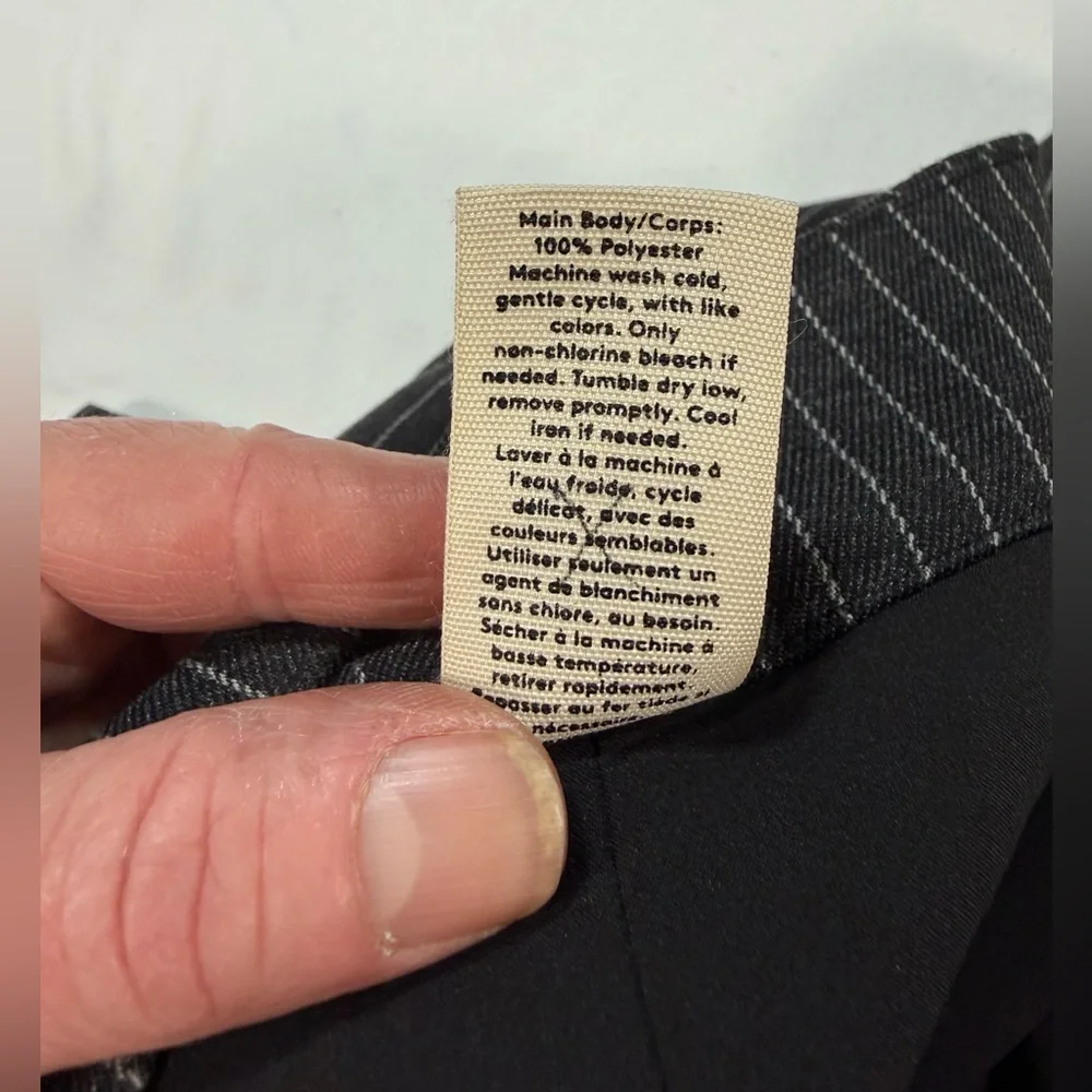 OPEN EDIT Gray pinstriped wide leg pleated front pants size S - Picture 13 of 16